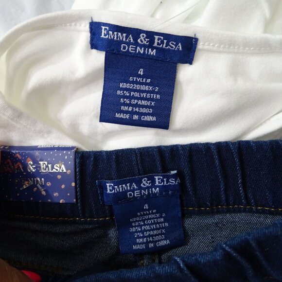 Emma and Elsa Queen Boss 2 pc Outfit TShirt and Denim Jeans Set Girls Size 4 NEW - Picture 6 of 6